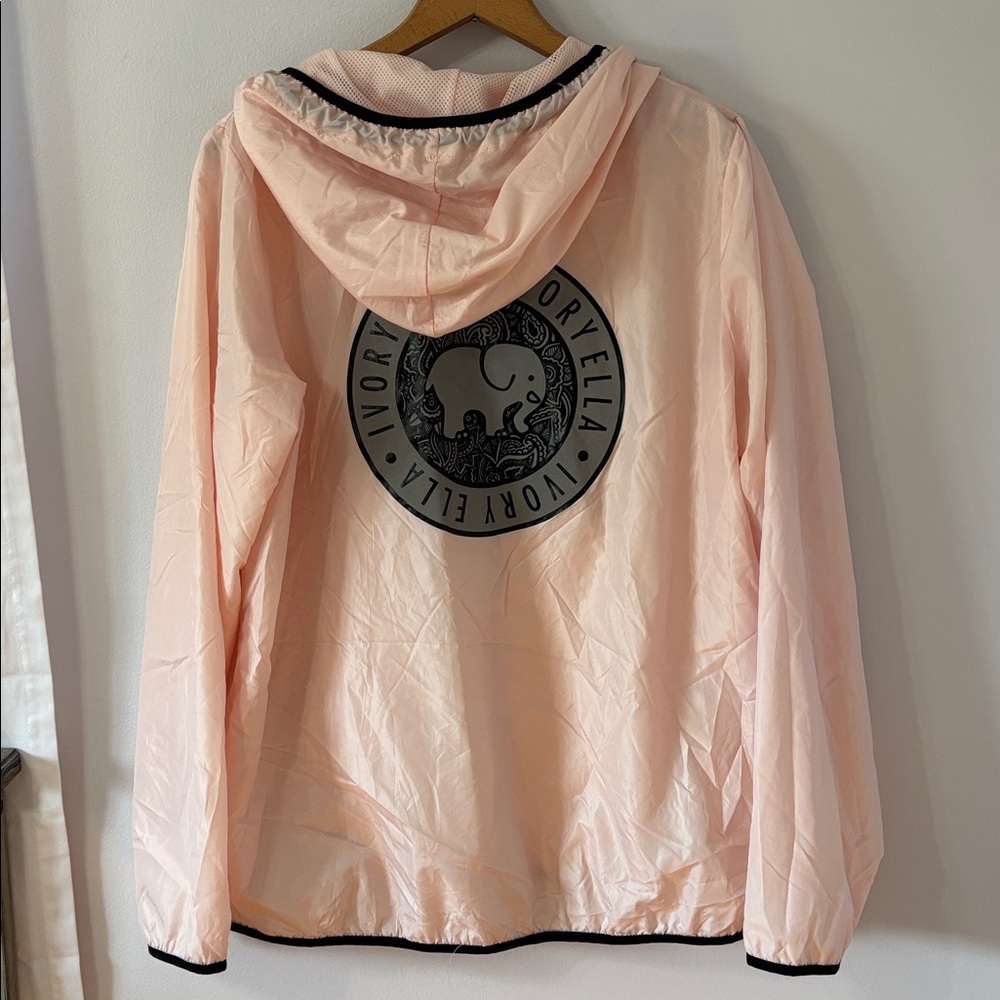 ivory ella Light Pink Hooded Windbreaker Jacket with Elephant Logo - Picture 5 of 5